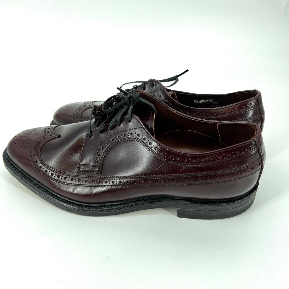 Foot-So-Port Mens Oxblood Wing Tip Leather Dress Shoes Size 10.5 Preowned